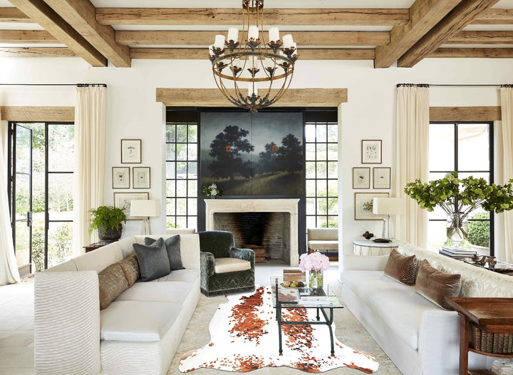 Tricolor X-Large European Cowhide Rug 6'8"H x 6'11"W #A40028 by Hudson Hides