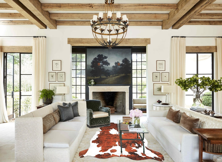 Tricolor X-Large European Cowhide Rug 6'10"H x 6'6"W #A40038 by Hudson Hides