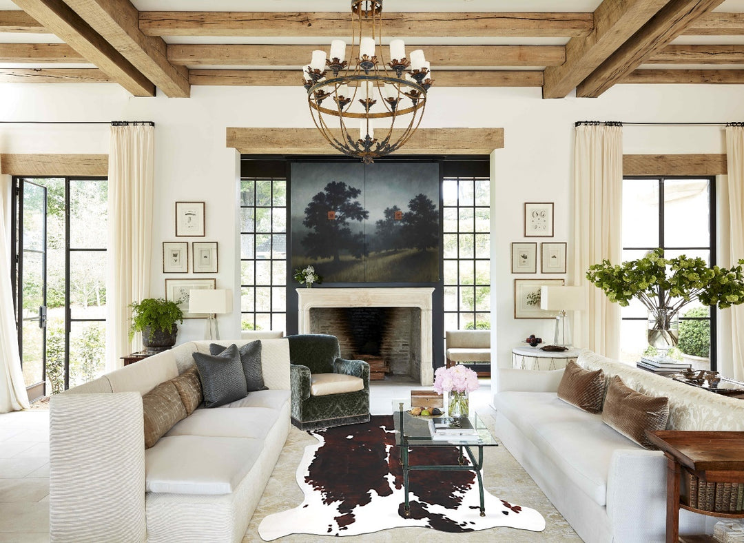 Tricolor X-Large European Cowhide Rug 7'0"H x 6'7"W #A40059 by Hudson