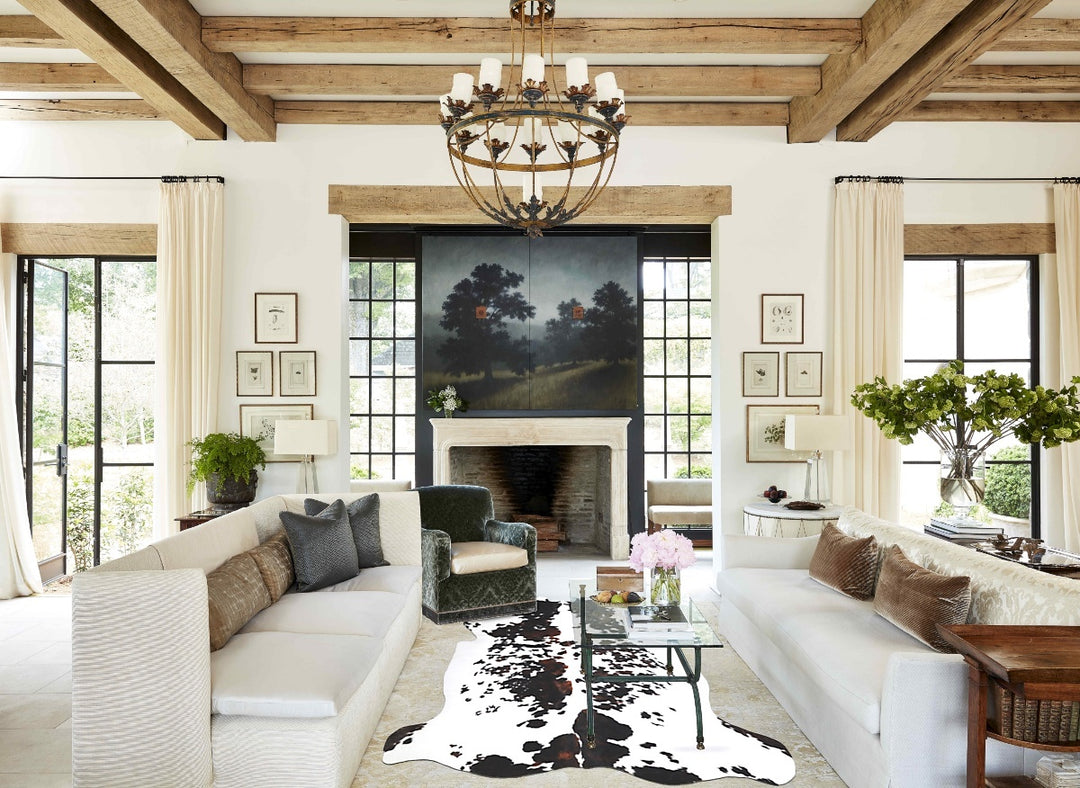 Tricolor X-Large European Cowhide Rug 7'0"H x 6'6"W #A40207 by Hudson