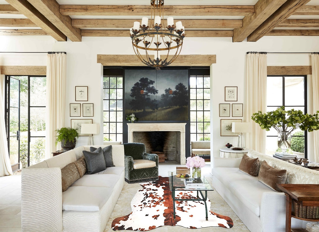 Tricolor X-Large European Cowhide Rug 7'1"H x 6'7"W #A40238 by Hudson