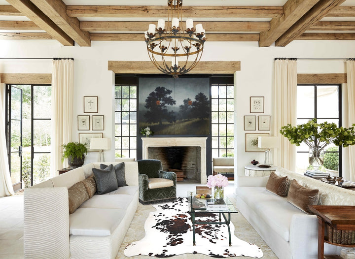 Tricolor X-Large European Cowhide Rug 6'10"H x 6'5"W #A40363 by Hudson Hides