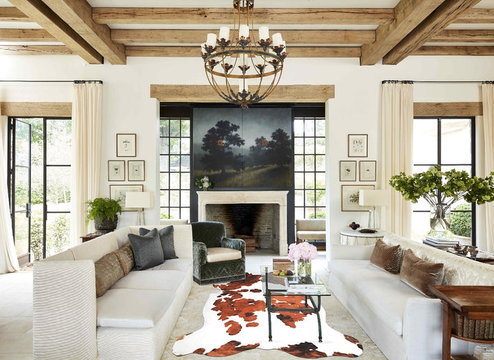 Tricolor X-Large European Cowhide Rug 6'6"H x 6'3"W #A40378 by Hudson Hides