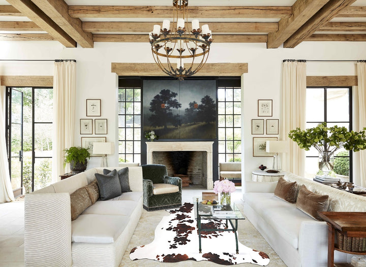 Tricolor X-Large European Cowhide Rug 6'10"H x 6'8"W #A40435 by Hudson Hides