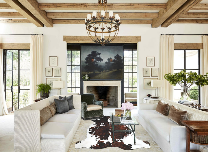 Tricolor X-Large European Cowhide Rug 7'1"H x 6'10"W #A40474 by Hudson Hides