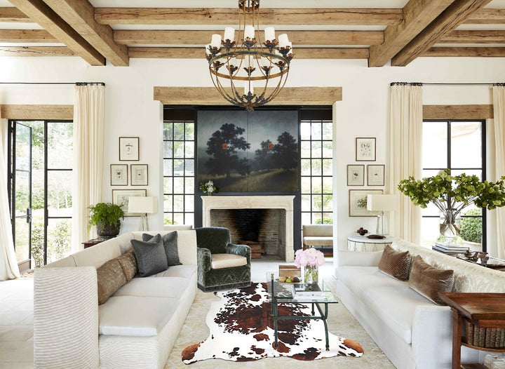 Tricolor X-Large European Cowhide Rug 6'11"H x 6'5"W #A40478 by Hudson Hides