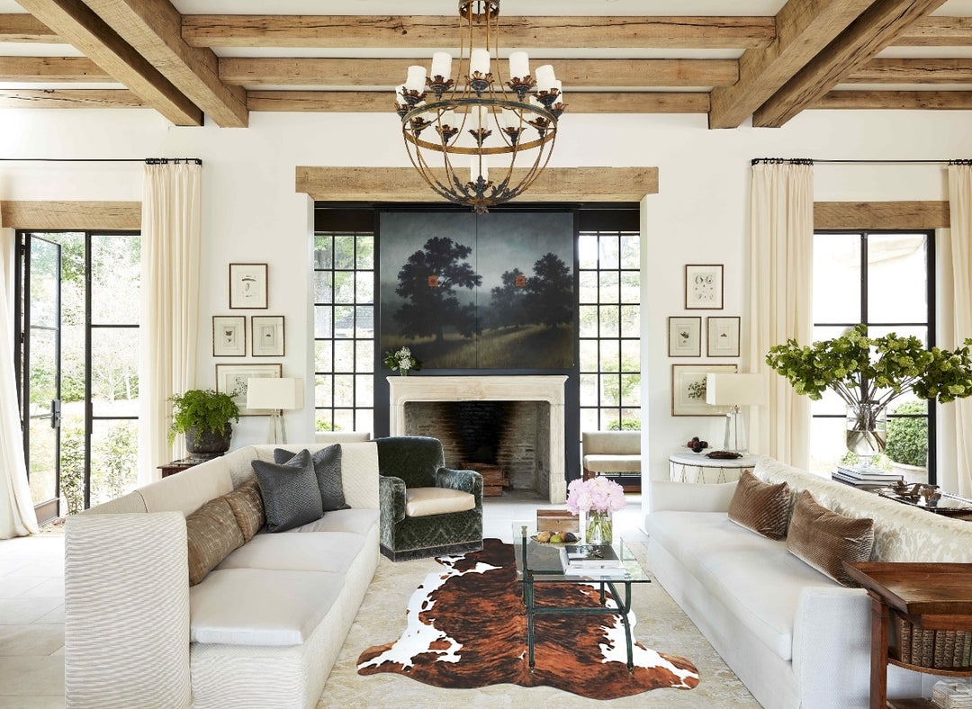 Tricolor X-Large European Cowhide Rug 6'6"H x 6'3"W #A40519 by Hudson