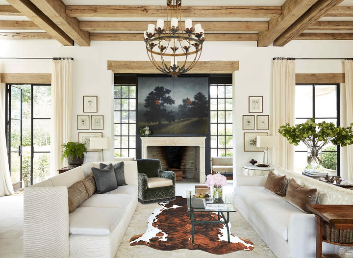 Tricolor X-Large European Cowhide Rug 6'6"H x 6'3"W #A40519 by Hudson Hides