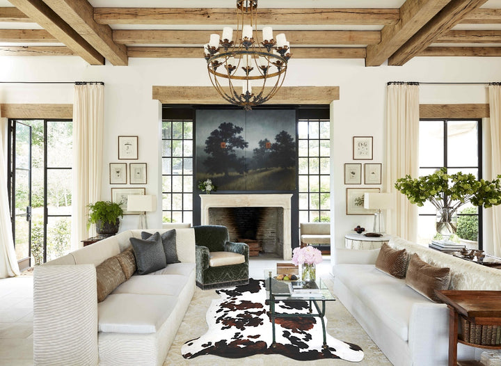 Tricolor X-Large European Cowhide Rug 7'3"H x 6'2"W #A40535 by Hudson Hides