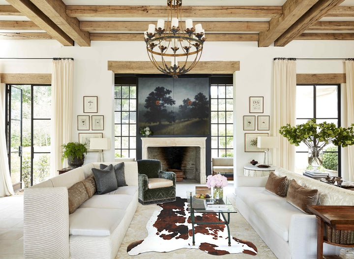 Tricolor X-Large European Cowhide Rug 6'7"H x 6'8"W #A40543 by Hudson Hides