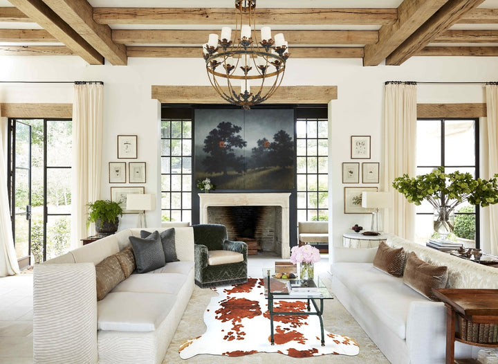 Tricolor X-Large European Cowhide Rug 6'8"H x 6'5"W #A40545 by Hudson Hides