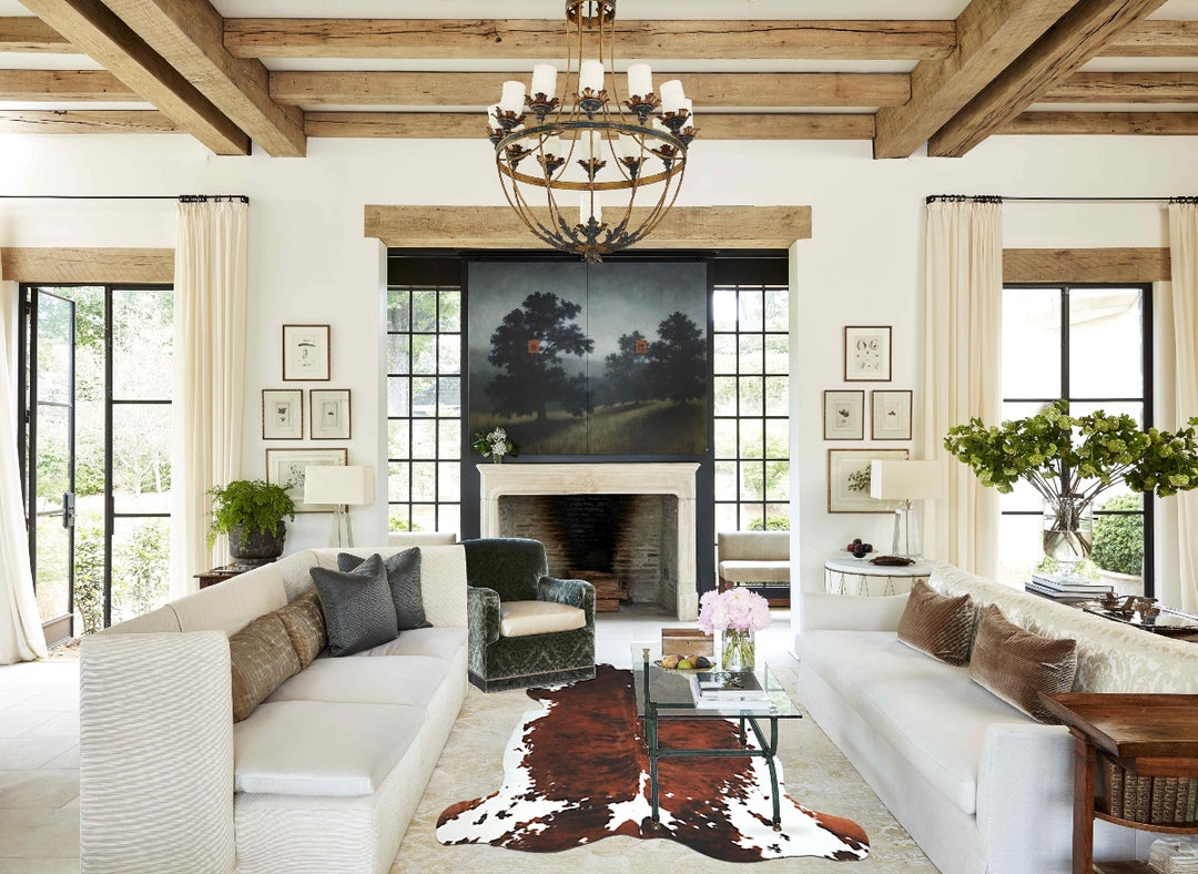 Tricolor X-Large European Cowhide Rug 6'8"H x 6'4"W #A40551 by Hudson