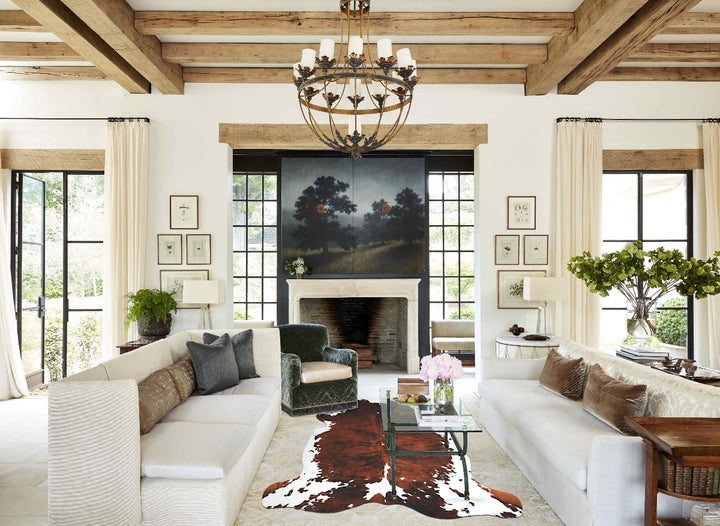 Tricolor X-Large European Cowhide Rug 6'8"H x 6'4"W #A40551 by Hudson Hides