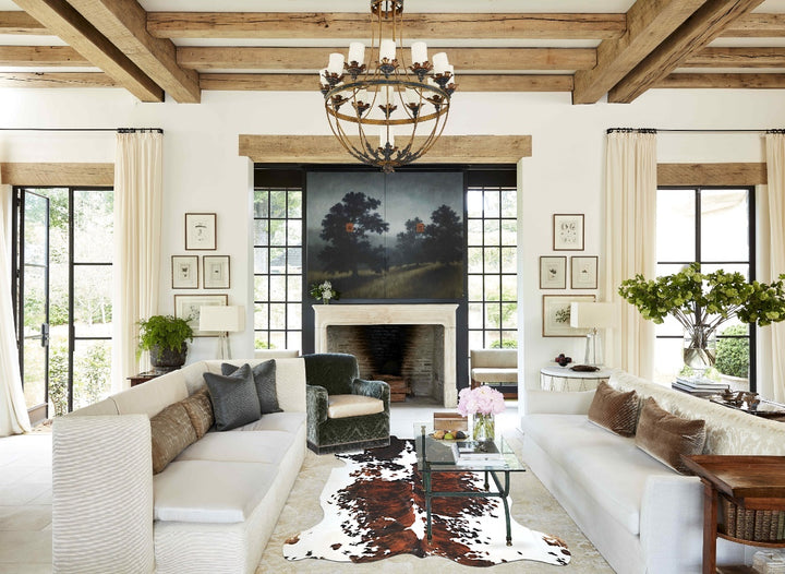 Tricolor X-Large European Cowhide Rug 7'0"H x 6'11"W #A40553 by Hudson Hides