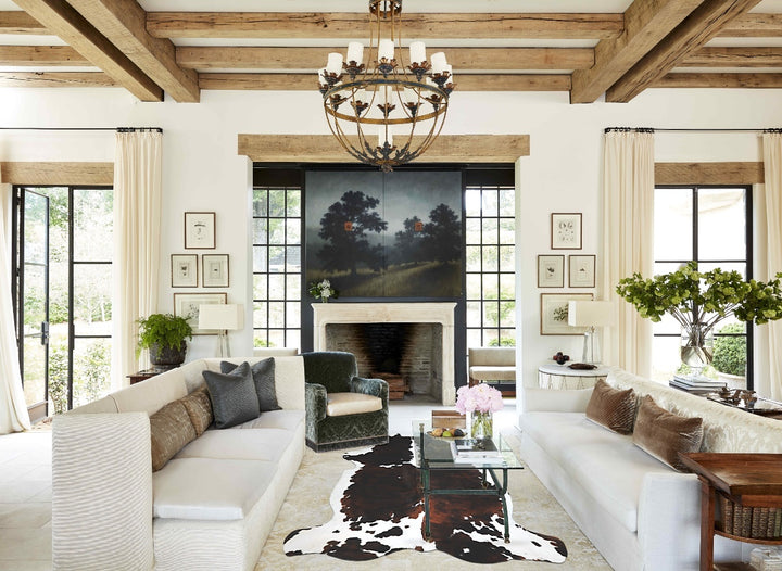 Tricolor X-Large European Cowhide Rug 6'10"H x 6'2"W #A40560 by Hudson Hides