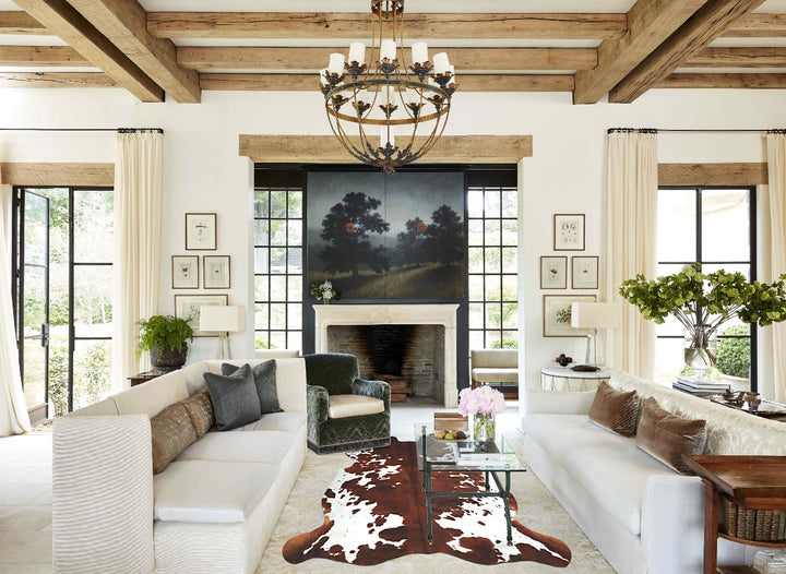 Tricolor X-Large European Cowhide Rug 7'0"H x 6'7"W #A40575 by Hudson Hides