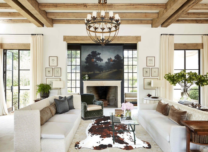 Tricolor X-Large European Cowhide Rug 6'11"H x 7'1"W #A40576 by Hudson Hides