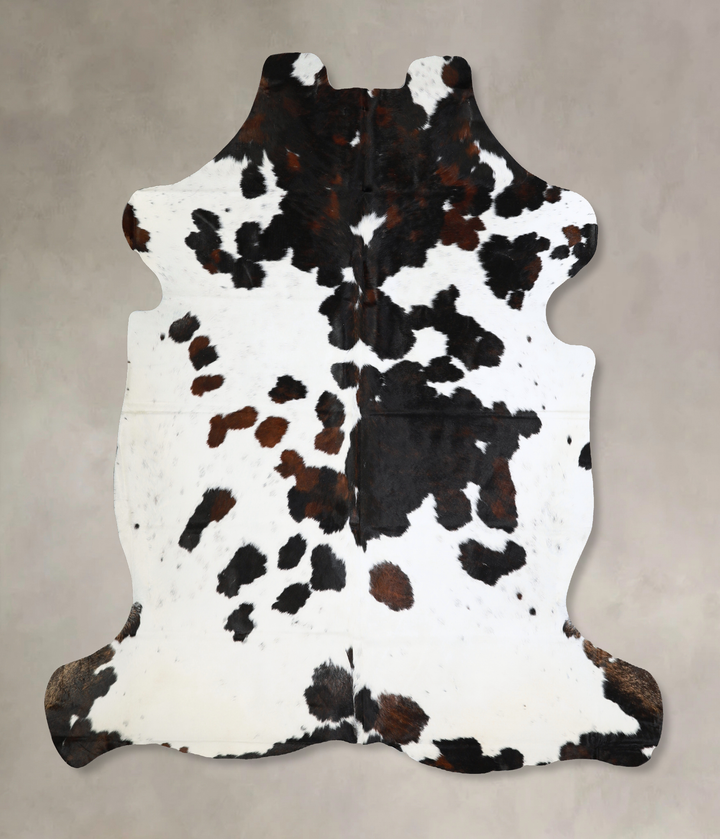 Tricolor X-Large European Cowhide Rug 7'1"H x 6'10"W #A40579 by Hudson Hides