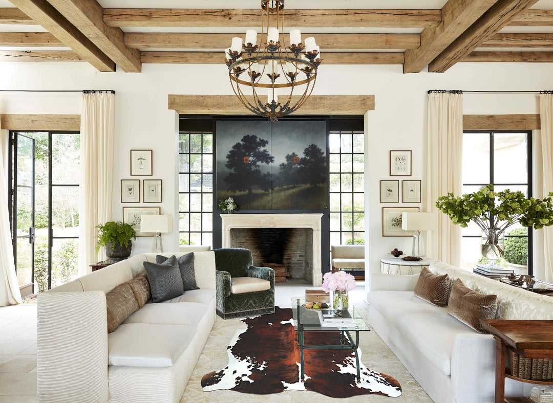 Tricolor X-Large European Cowhide Rug 7'0"H x 6'6"W #A40580 by Hudson