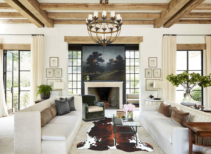 Tricolor X-Large European Cowhide Rug 7'0"H x 6'6"W #A40580 by Hudson Hides