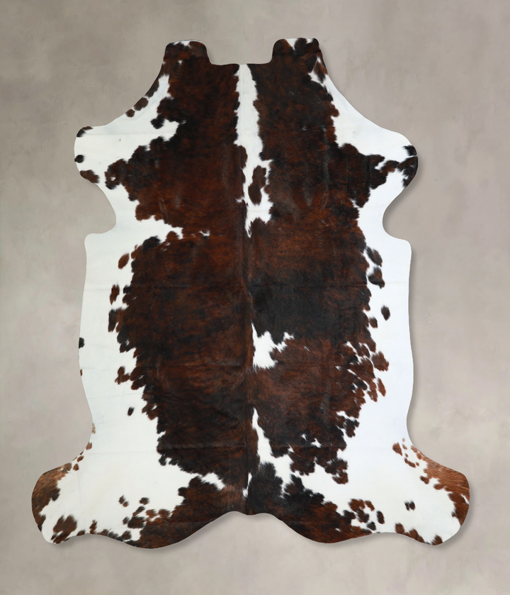 Tricolor X-Large European Cowhide Rug 7'1"H x 6'11"W #A40582 by Hudson Hides