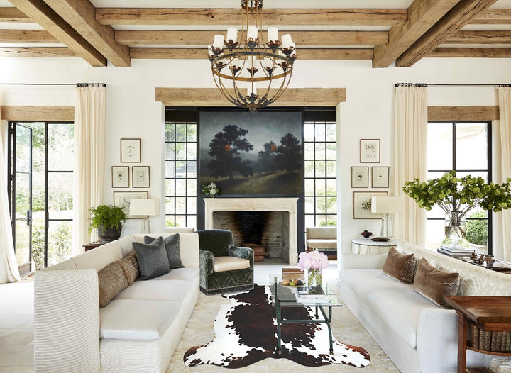 Tricolor X-Large European Cowhide Rug 7'1"H x 6'11"W #A40582 by Hudson Hides