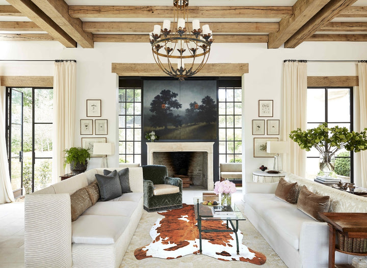 Tricolor X-Large European Cowhide Rug 7'7"H x 6'1"W #A40583 by Hudson Hides