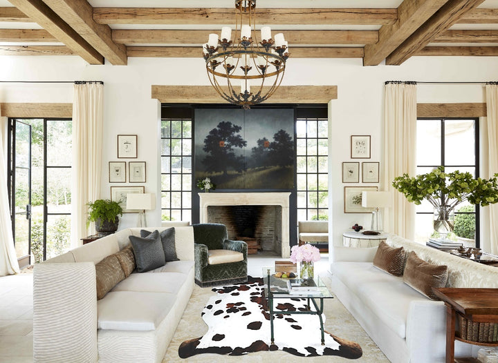 Tricolor X-Large European Cowhide Rug 7'7"H x 6'6"W #A40585 by Hudson Hides