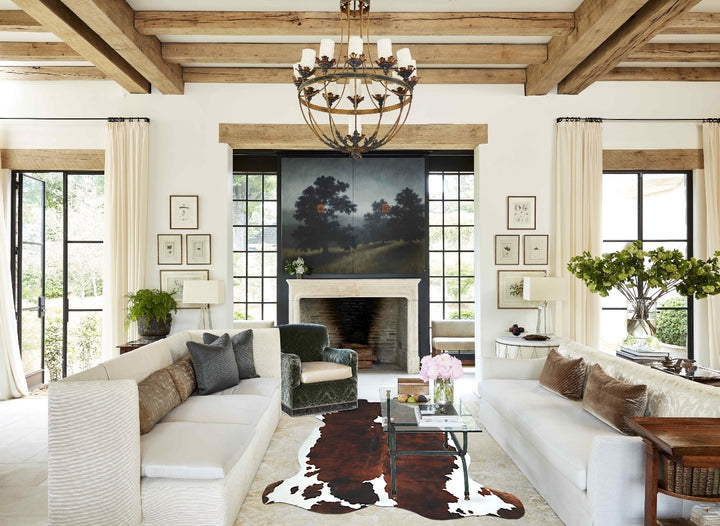 Tricolor X-Large European Cowhide Rug 7'5"H x 6'8"W #A40591 by Hudson Hides