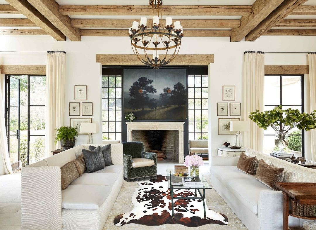 Tricolor X-Large European Cowhide Rug 7'0"H x 6'10"W #A40640 by Hudson