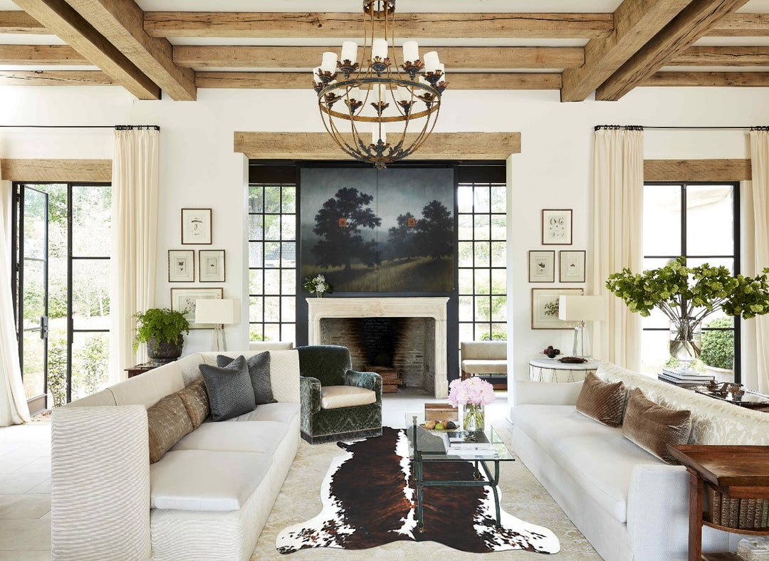 Tricolor X-Large European Cowhide Rug 7'0"H x 6'2"W #A40641 by Hudson