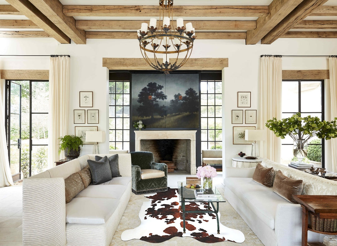 Tricolor X-Large European Cowhide Rug 7'1"H x 6'9"W #A40642 by Hudson