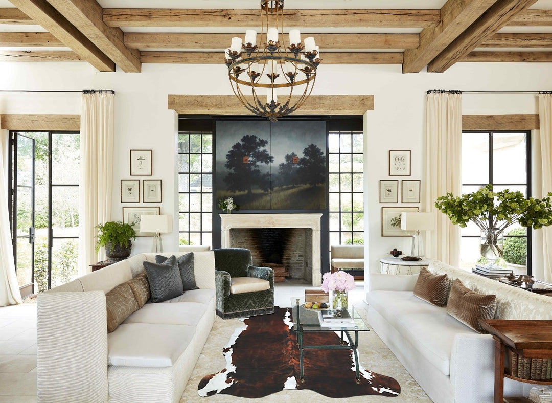 Tricolor X-Large European Cowhide Rug 7'3"H x 6'9"W #A40652 by Hudson