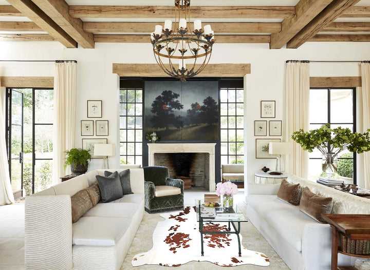 Tricolor X-Large European Cowhide Rug 7'1"H x 6'10"W #A40661 by Hudson Hides