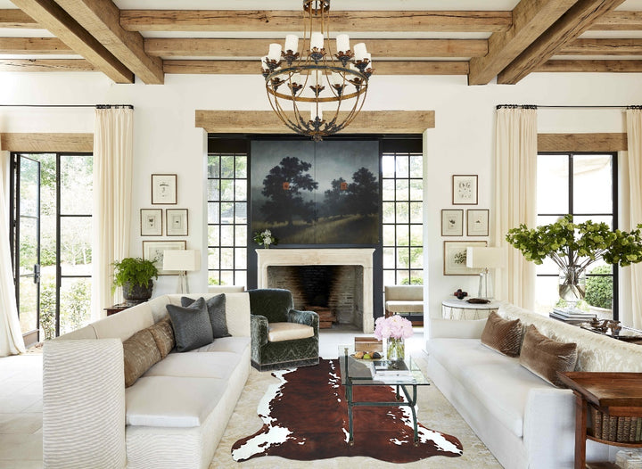 Tricolor X-Large European Cowhide Rug 7'0"H x 6'3"W #A40697 by Hudson Hides