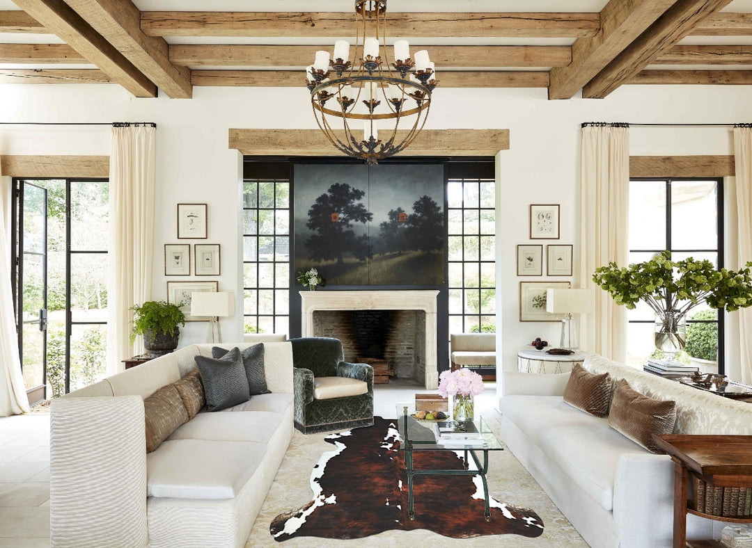 Tricolor X-Large European Cowhide Rug 7'3"H x 6'6"W #A40700 by Hudson