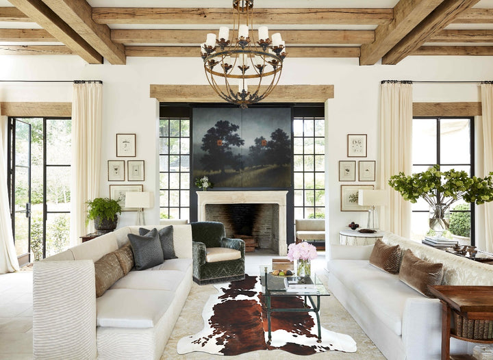 Tricolor X-Large European Cowhide Rug 7'1"H x 6'8"W #A40707 by Hudson Hides