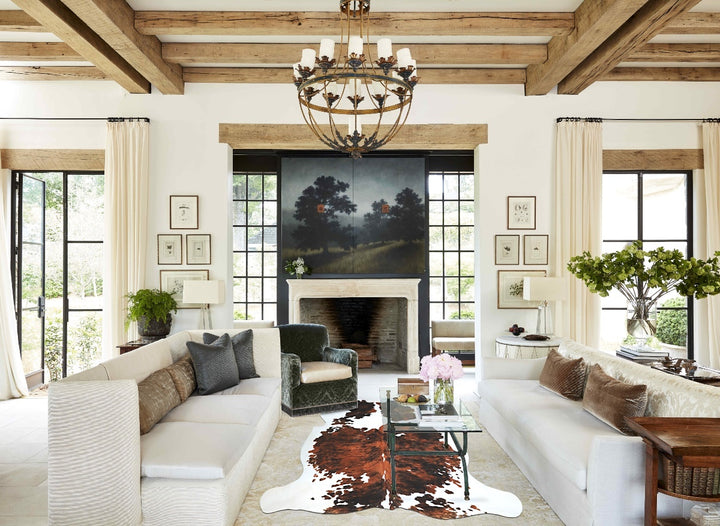 Tricolor X-Large European Cowhide Rug 6'11"H x 6'8"W #A40717 by Hudson Hides