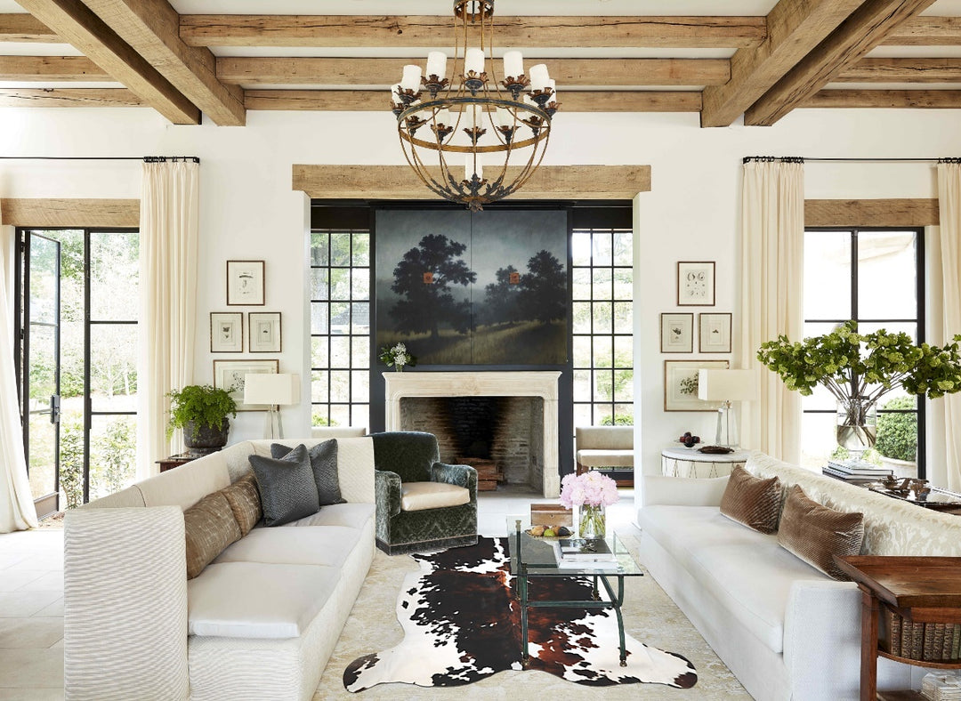 Tricolor X-Large European Cowhide Rug 7'1"H x 6'10"W #A40719 by Hudson