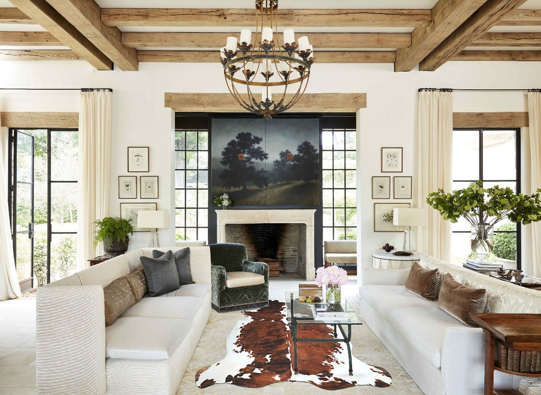 Tricolor X-Large European Cowhide Rug 7'0"H x 6'10"W #A40725 by Hudson