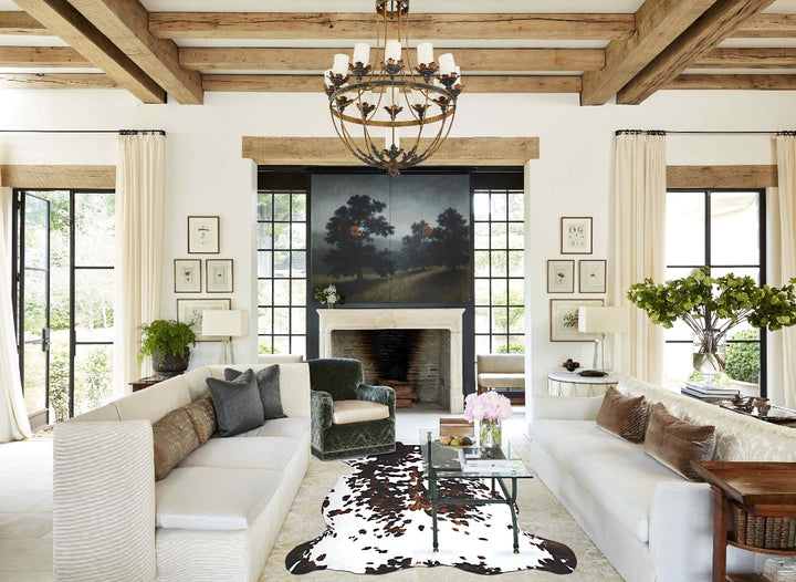 Tricolor X-Large European Cowhide Rug 7'2"H x 6'6"W #A40787 by Hudson Hides