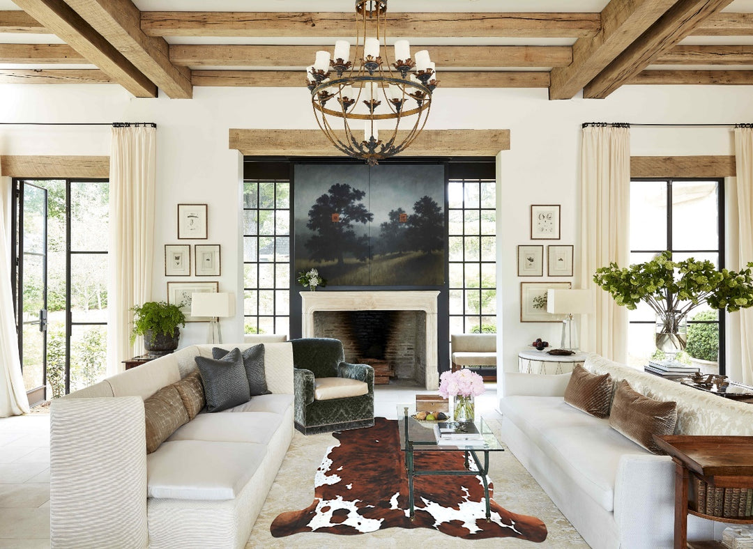 Tricolor X-Large European Cowhide Rug 6'10"H x 6'5"W #A40903 by Hudson