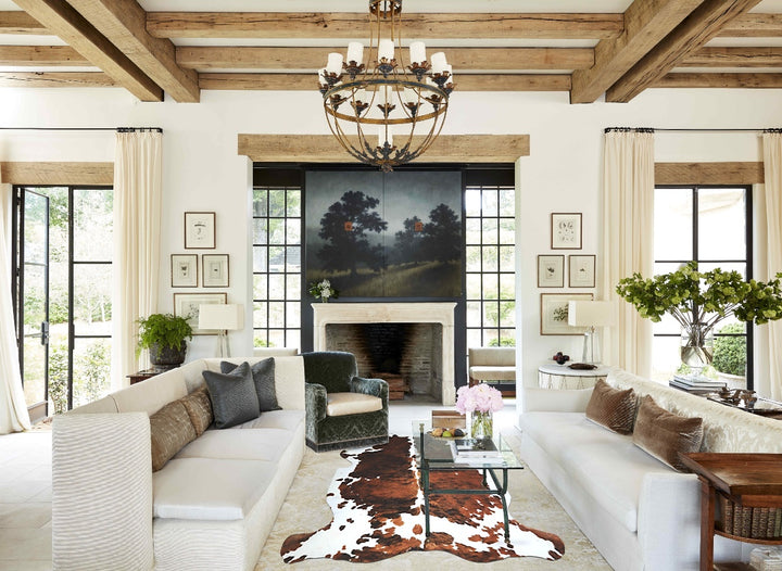 Tricolor X-Large European Cowhide Rug 6'7"H x 6'1"W #A41319 by Hudson Hides