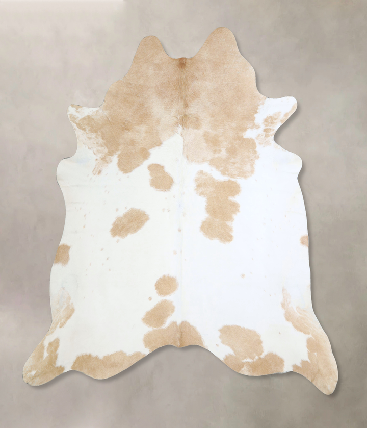 Beige and White XX-Large Brazilian Cowhide Rug 7'5"H x 7'3"W #A42875 by Hudson Hides