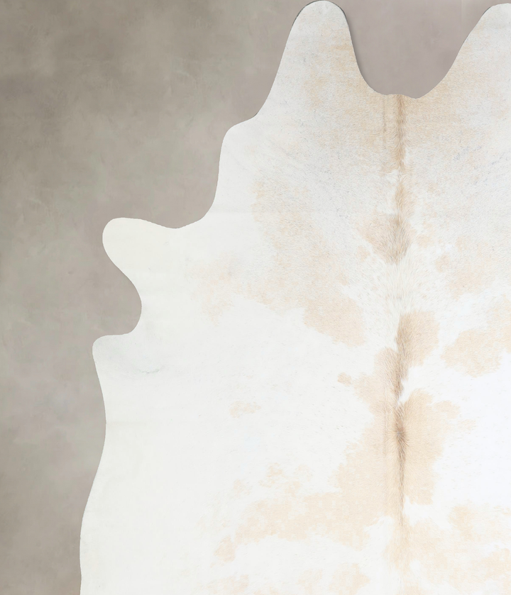 Beige and White XX-Large Brazilian Cowhide Rug 7'11"H x 7'6"W #A43146 by Hudson Hides