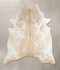Beige and White X-Large Brazilian Cowhide Rug 7'3