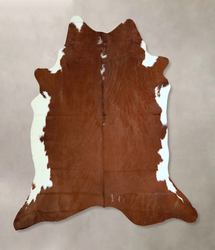 Brown and White Regular X-Large Brazilian Cowhide Rug 7'2"H x 6'9"W #A43345 by Hudson Hides