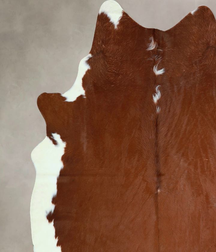 Brown and White Regular X-Large Brazilian Cowhide Rug 7'2"H x 6'9"W #A43345 by Hudson Hides