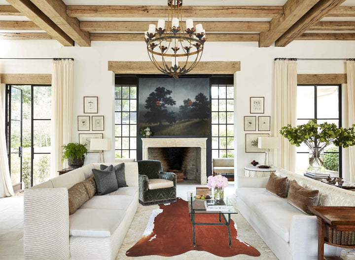 Brown and White Regular X-Large Brazilian Cowhide Rug 7'4"H x 6'10"W #A43502 by Hudson Hides