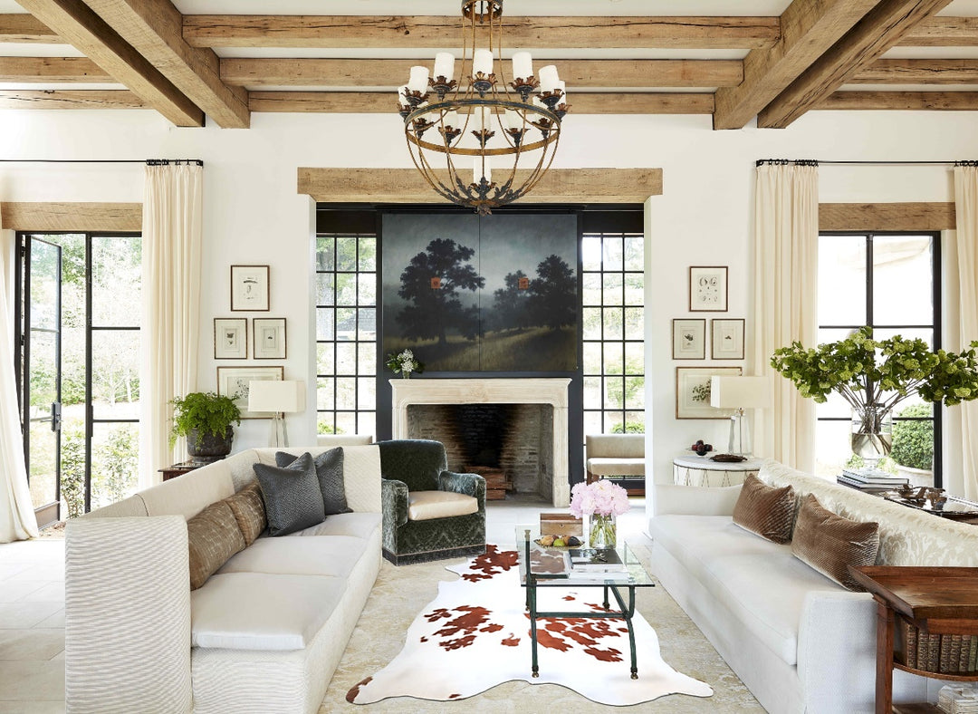 Brown and White X-Large Brazilian Cowhide Rug 7'5"H x 6'8"W #A43519 by